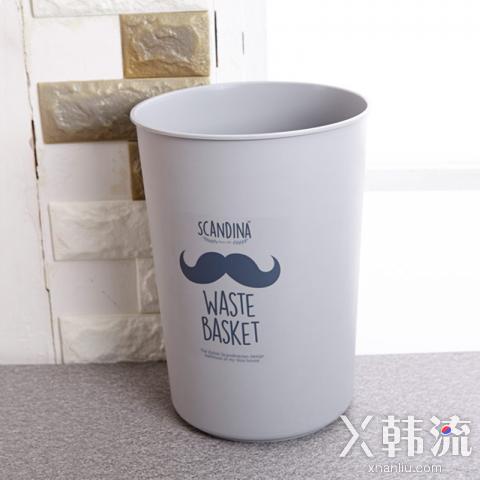 【韩国进口正品】韩国SHABATH莎巴斯敞开型垃圾桶-多用途桶-小胡子图案7.5L